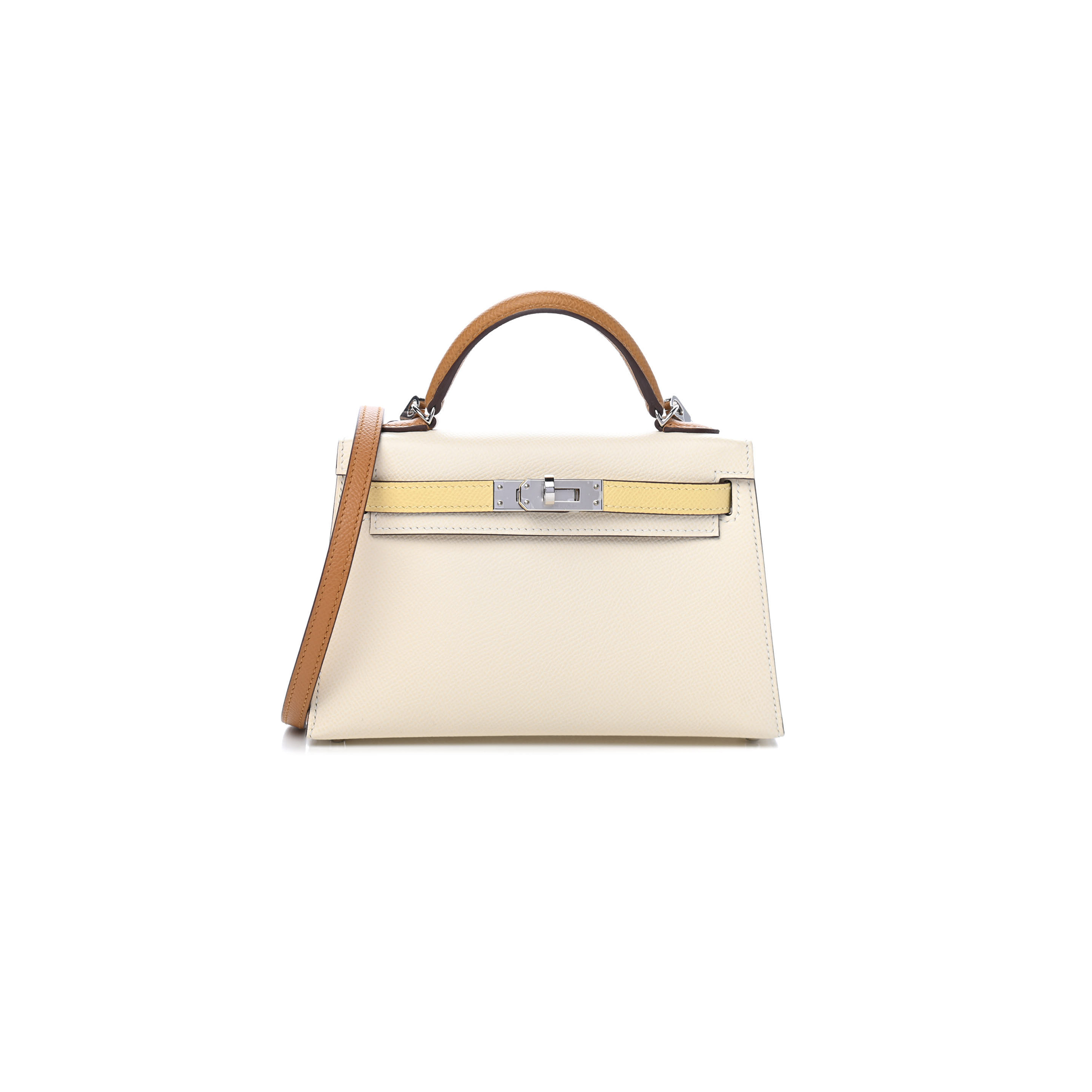 HERMÈS MASTER EPSOM MINI KELLY II NATA JAUNE POUSSIN SESAME (19*12*5.5cm) 